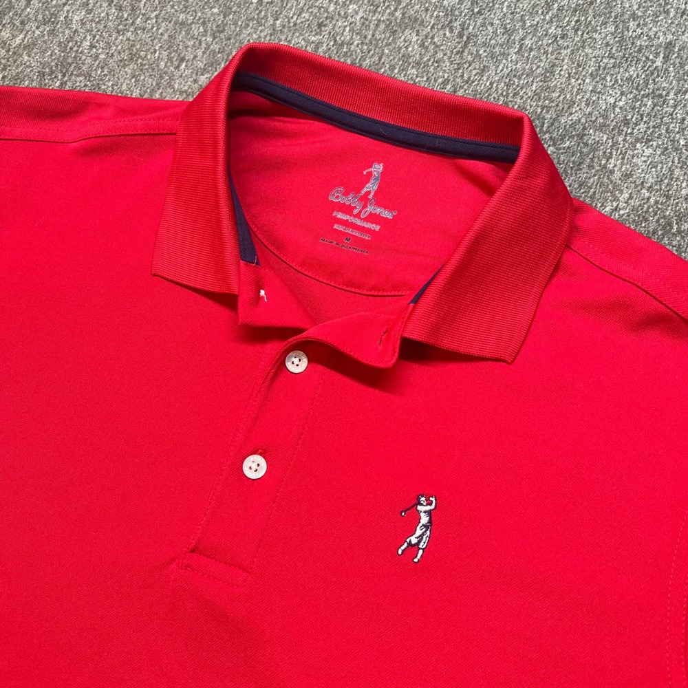Bobby Jones Performance Mens Red Golf Polo Shirt Size M Embroidered Logo